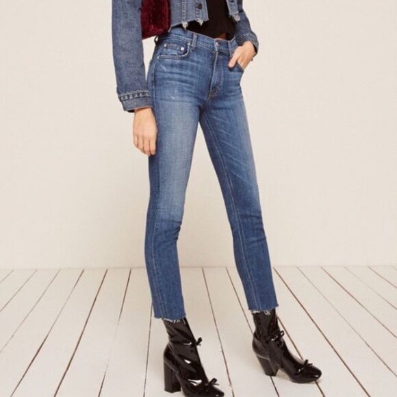 Reformation Stretch Crop Cigarette Jeans in Tigris 26 - Picture 1 of 12